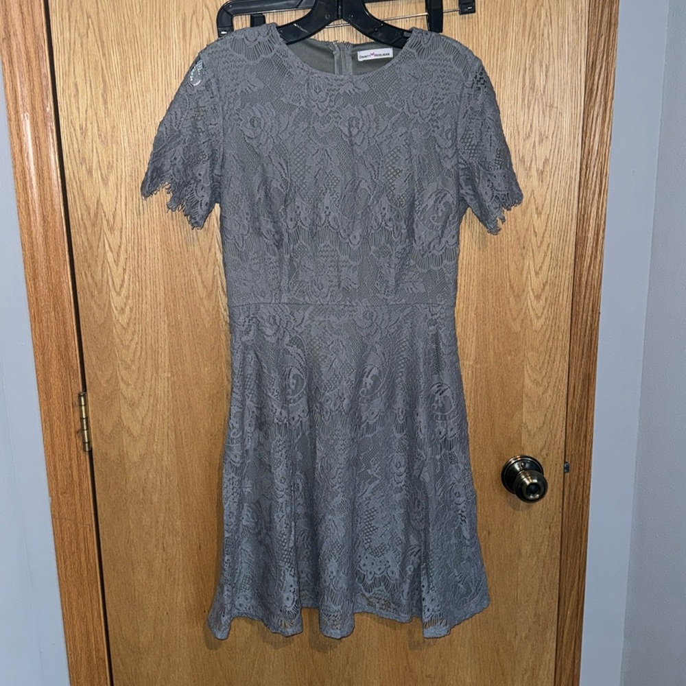 Boutique lace blue/grey short sleeved dress